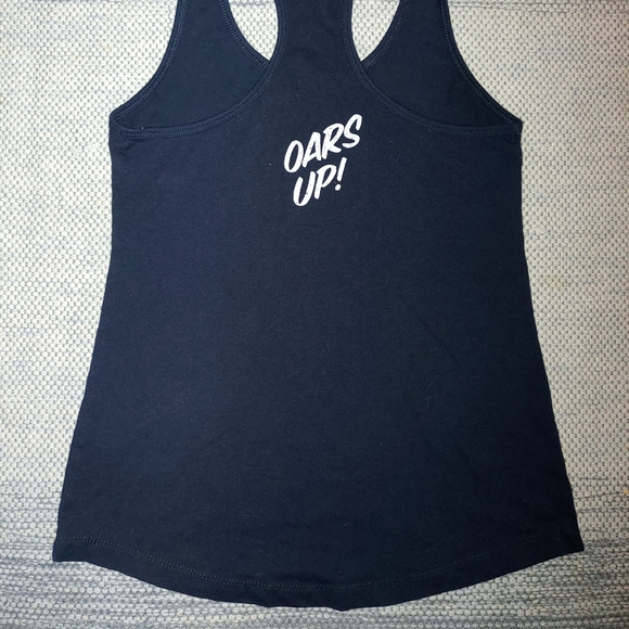 Womens Used IdealT No Boats On Sunday NS Cider Brand Sz S Navy Tank Top - Picture 2 of 2